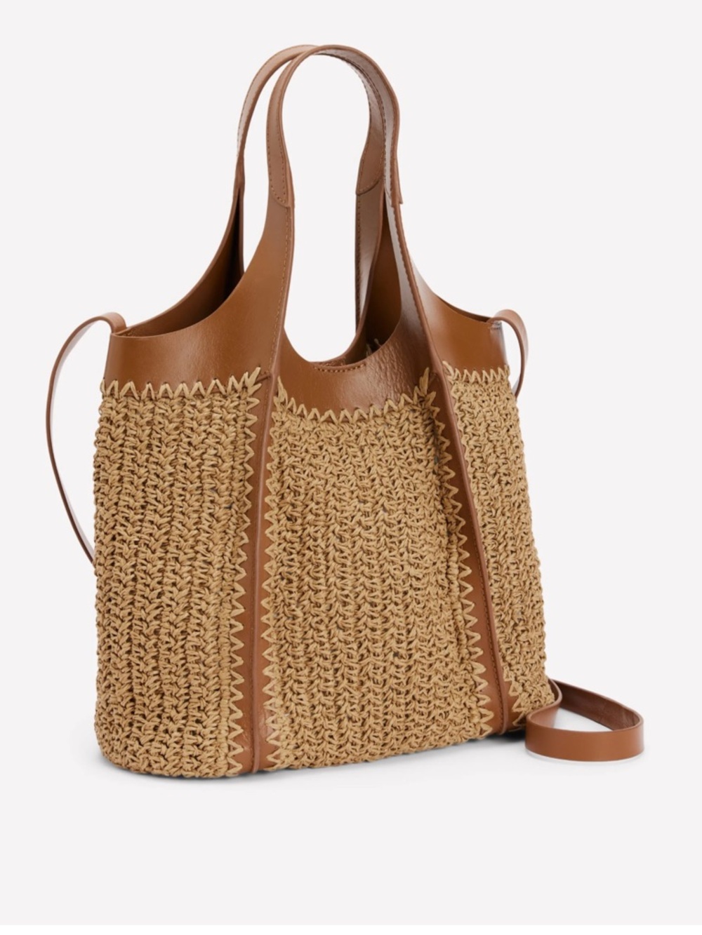 BODEN Woven Straw and Leather Tote Bag in Tan - Picture 3 of 14